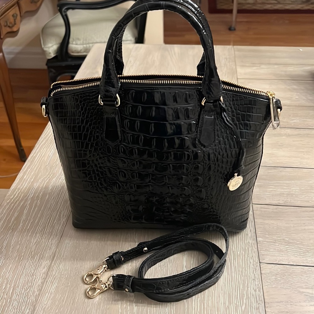 Brahmin Duxbury Satchel Black Melbourne genuine leather